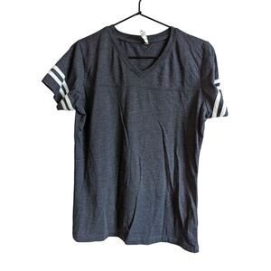 Live & Tell Womens Sz M Short Sleeve V Neck T Shirt Navy Blue